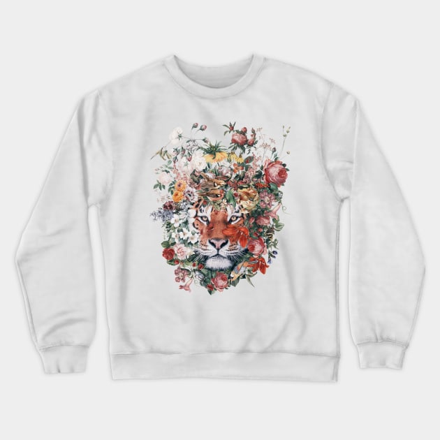 Flower Tiger Crewneck Sweatshirt by rizapeker